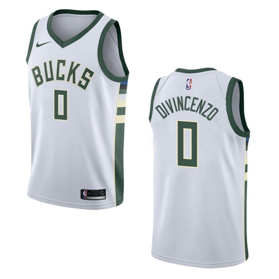 Men's Milwaukee Bucks 0 Donte Divincenzo Association Swingman Jersey - White