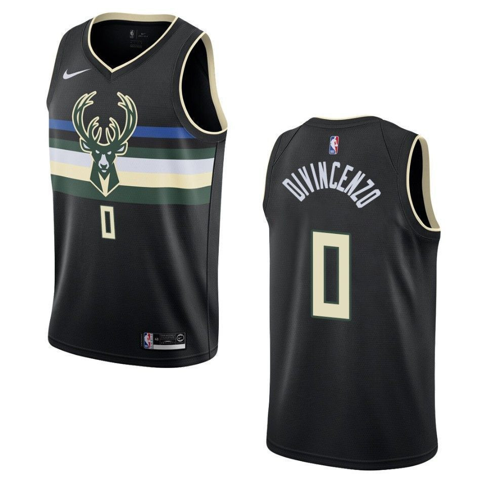 Men's Milwaukee Bucks 0 Donte Divincenzo Statement Swingman Jersey - Black