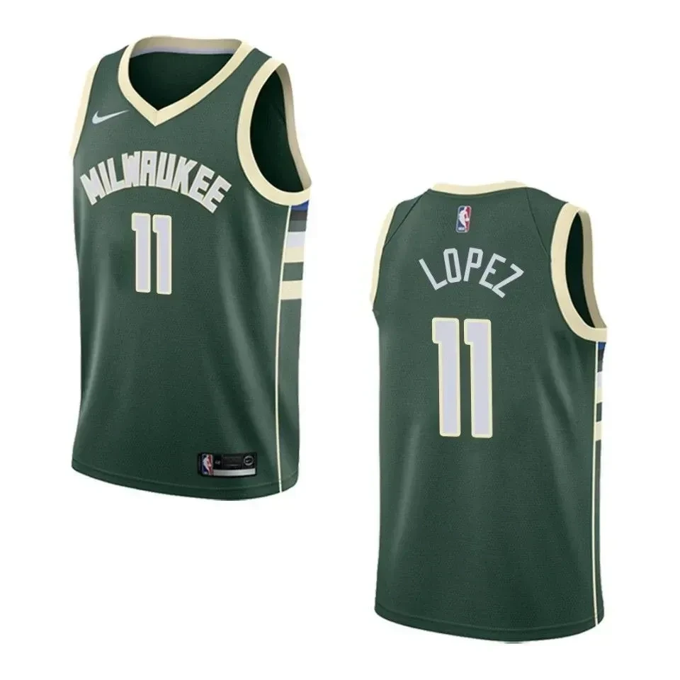 Men's Milwaukee Bucks 11 Brook Lopez Icon Swingman Jersey - Green
