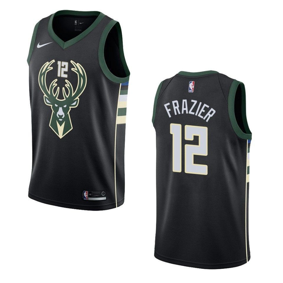 Men's Milwaukee Bucks 12 Tim Frazier Statement Swingman Jersey - Black