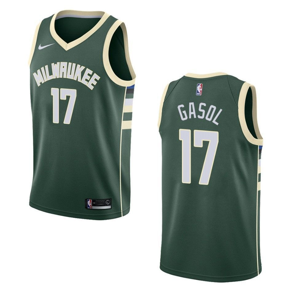 Men's Milwaukee Bucks 17 Pau Gasol Icon Swingman Jersey - Green