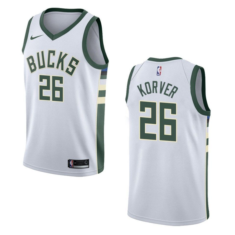 Men's Milwaukee Bucks 26 Kyle Korver Association Swingman Jersey - White