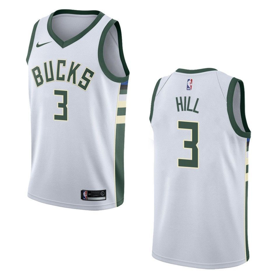 Men's Milwaukee Bucks 3 George Hill Association Swingman Jersey - White