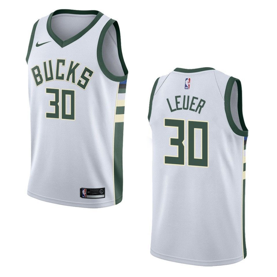Men's Milwaukee Bucks 30 Jon Leuer Association Swingman Jersey - White
