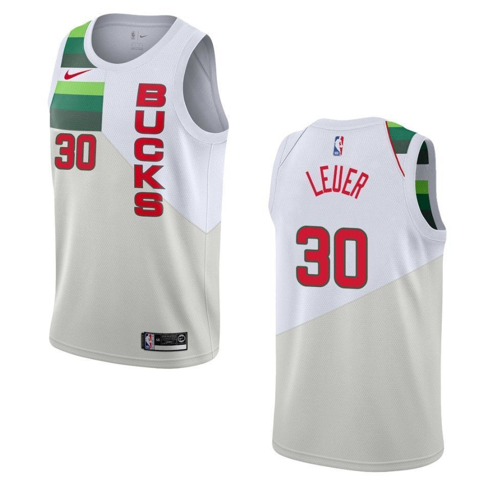 Men's Milwaukee Bucks 30 Jon Leuer Earned Swingman Jersey - White