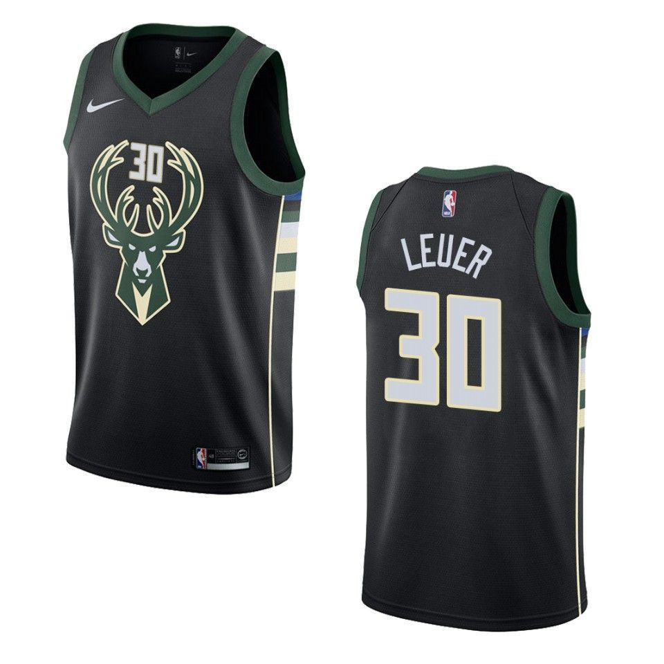 Men's Milwaukee Bucks 30 Jon Leuer Statement Swingman Jersey - Black
