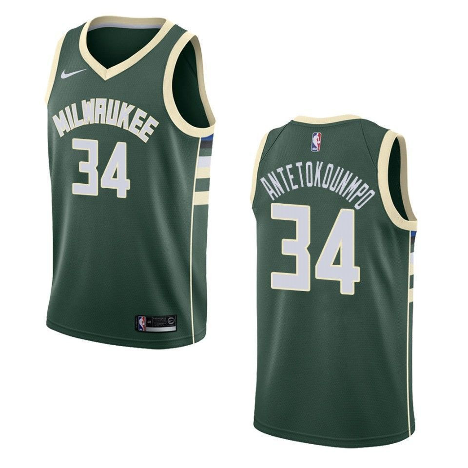 Men's Milwaukee Bucks 34 Giannis Antetokounmpo Icon Swingman Jersey - Green