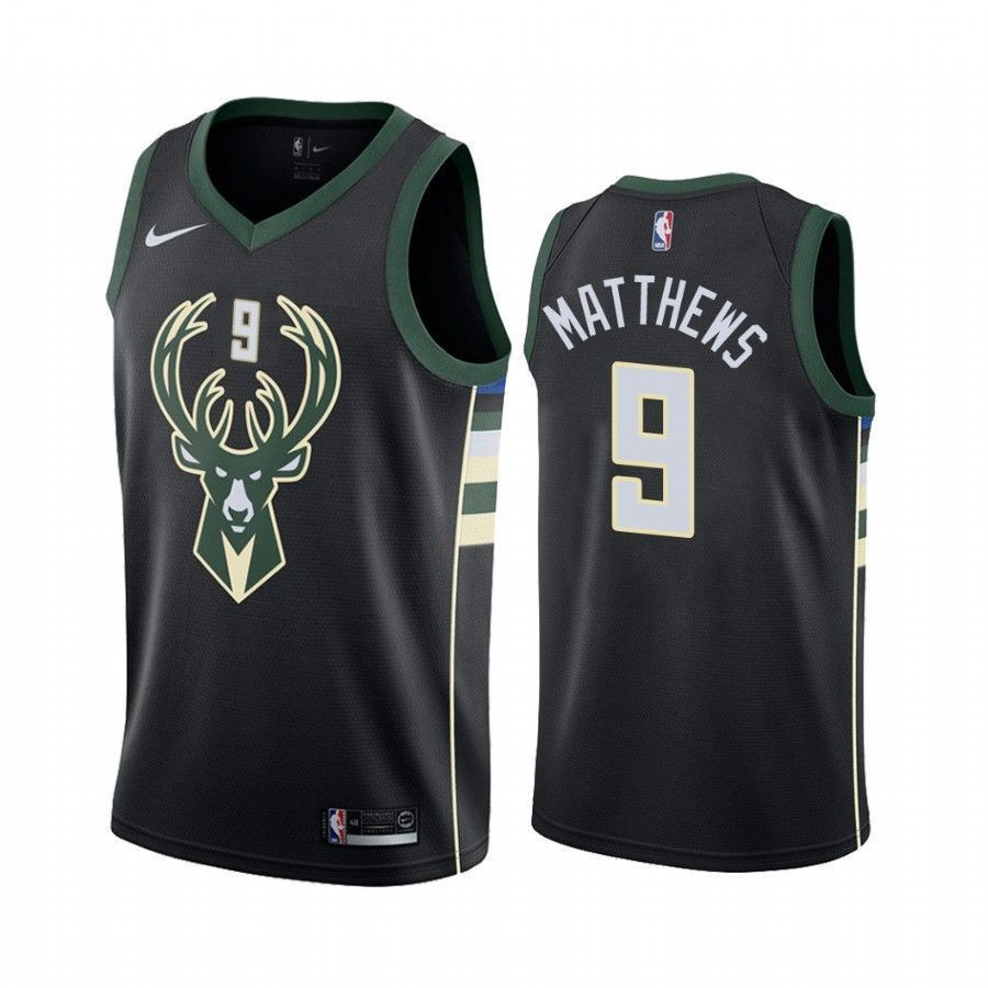 Men's Milwaukee Bucks Wesley Matthews 9 Statet Jersey