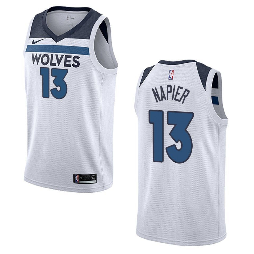 Men's Minnesota Timberwolves 13 Shabazz Napier Association Swingman Jersey - White