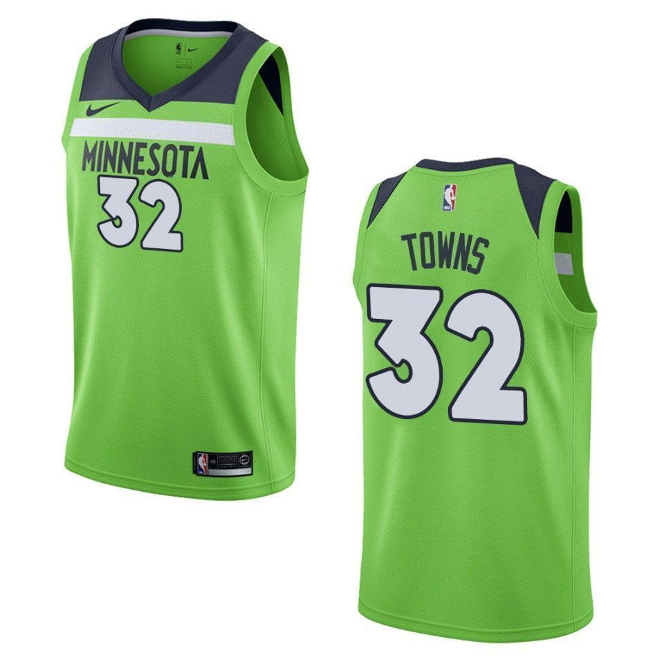 Men's Minnesota Timberwolves 32 Karl-anthony Towns Statement Swingman Jersey - Green