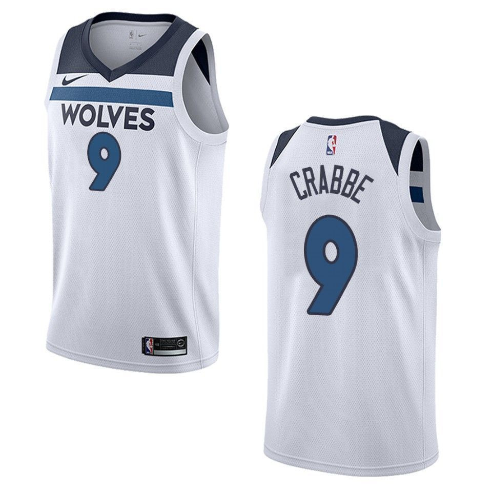 Men's Minnesota Timberwolves 9 Allen Crabbe Association Swingman Jersey - White