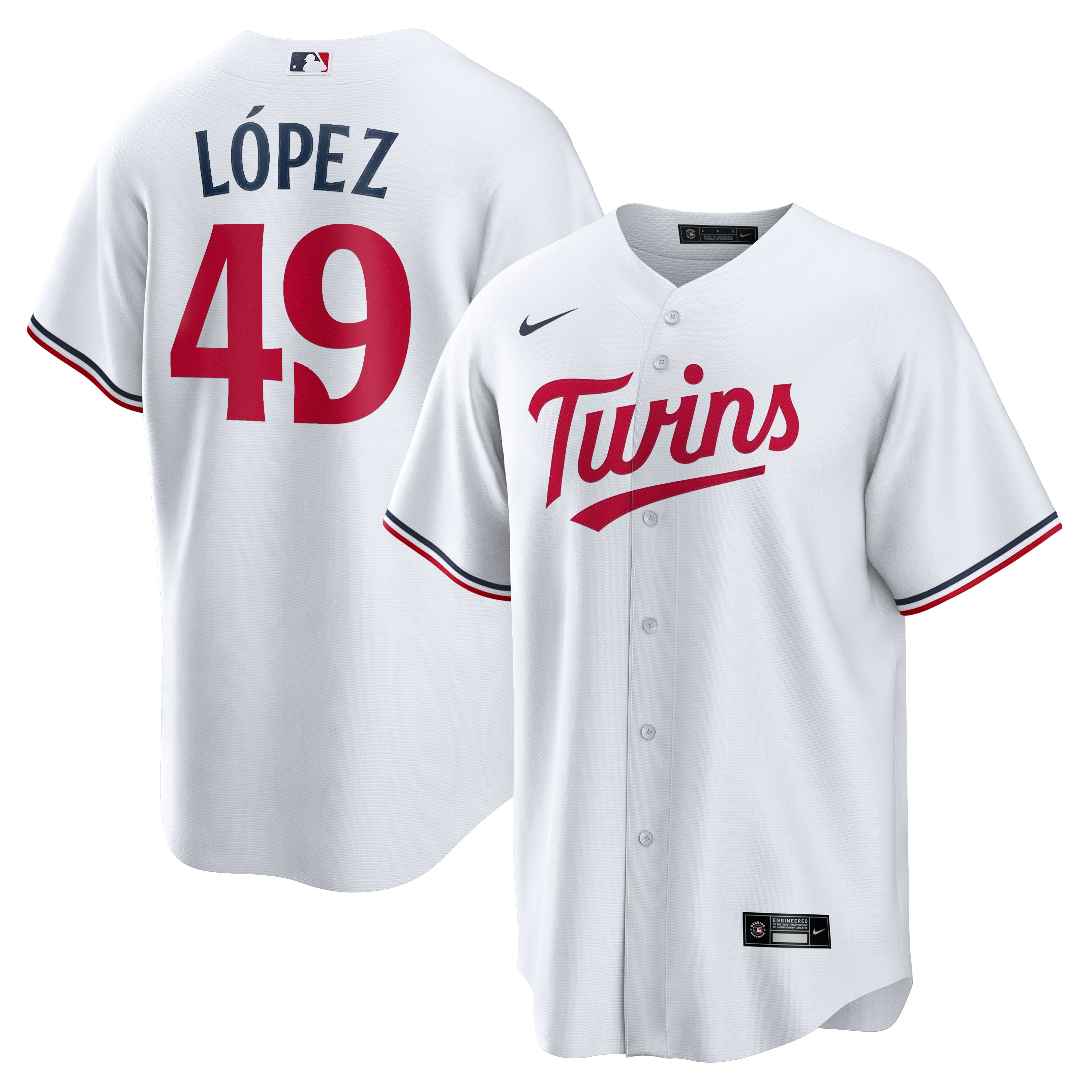 Men's Minnesota Twins Pablo L?pez White Home Player Jersey
