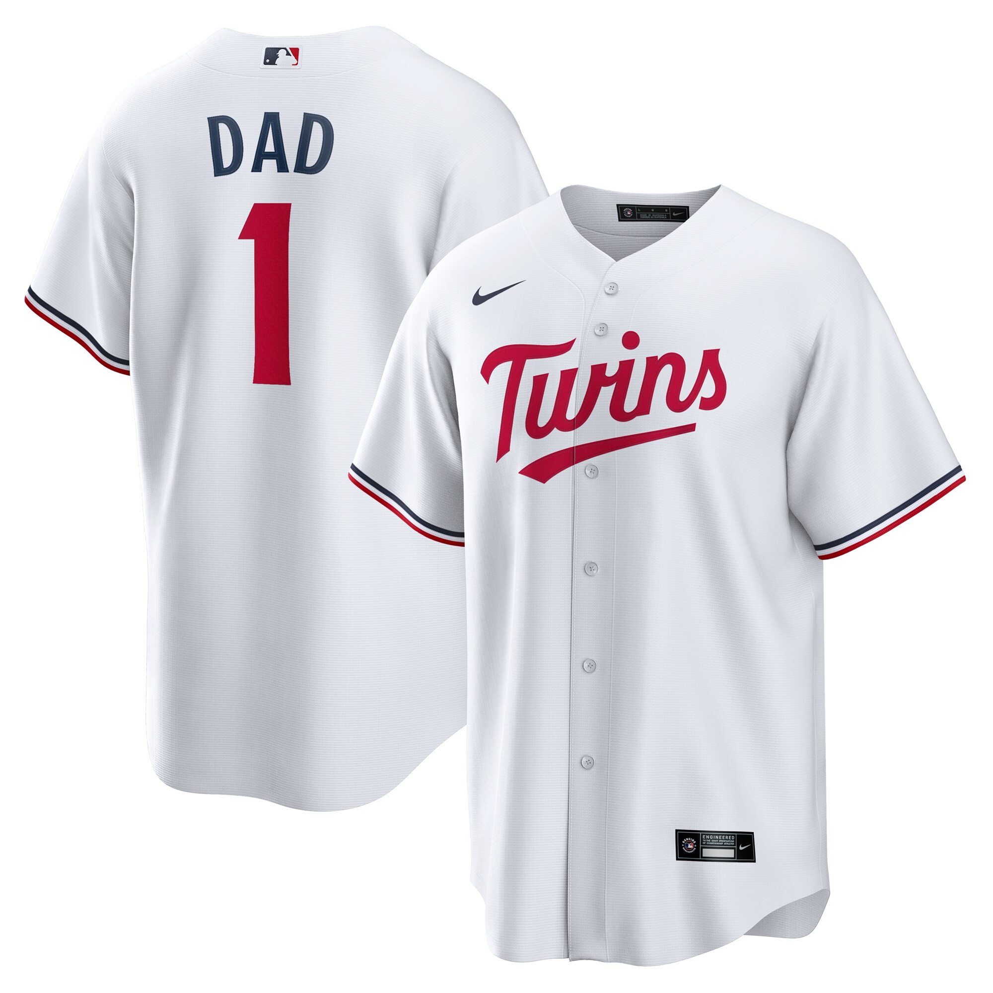 Men's Minnesota Twins White #1 Dad Home Jersey