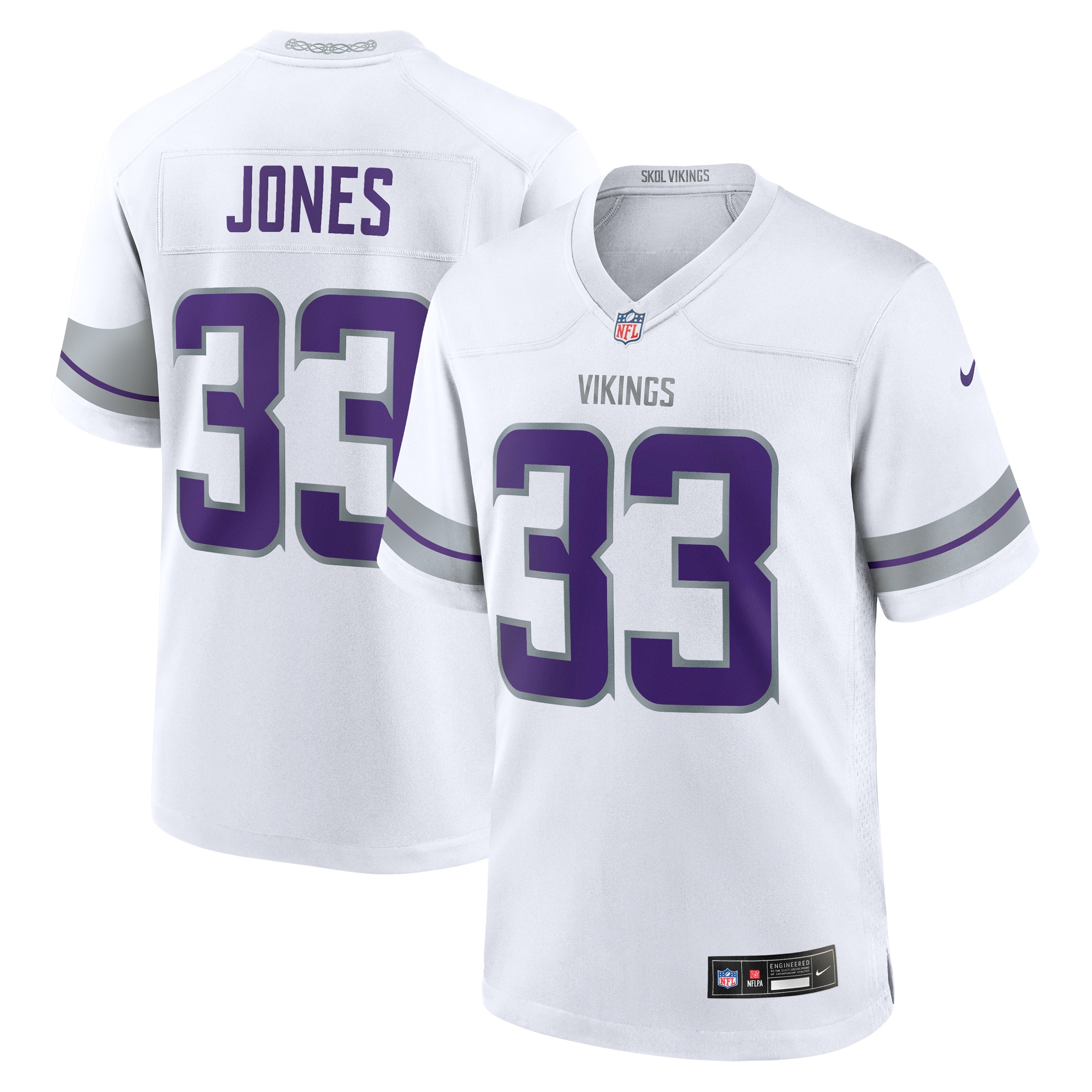 Men's Minnesota Vikings Aaron Jones White Alternate Game Player Jersey Js4762