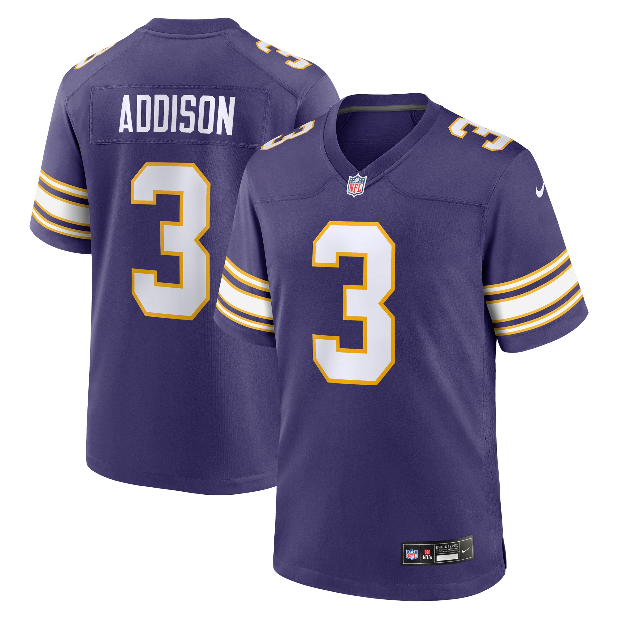 Men's Minnesota Vikings Addison Purple Classic Player Game Jersey Js7293
