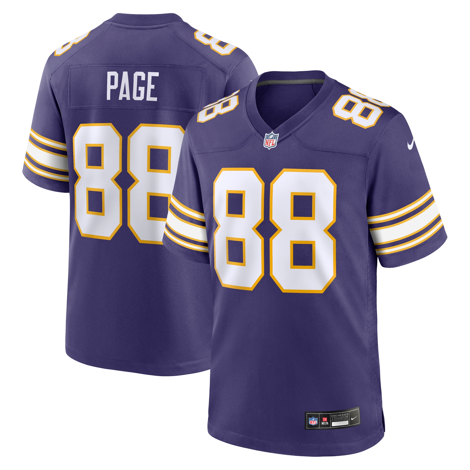 Men's Minnesota Vikings Alan Page Purple Classic Retired Player Jersey Js9863