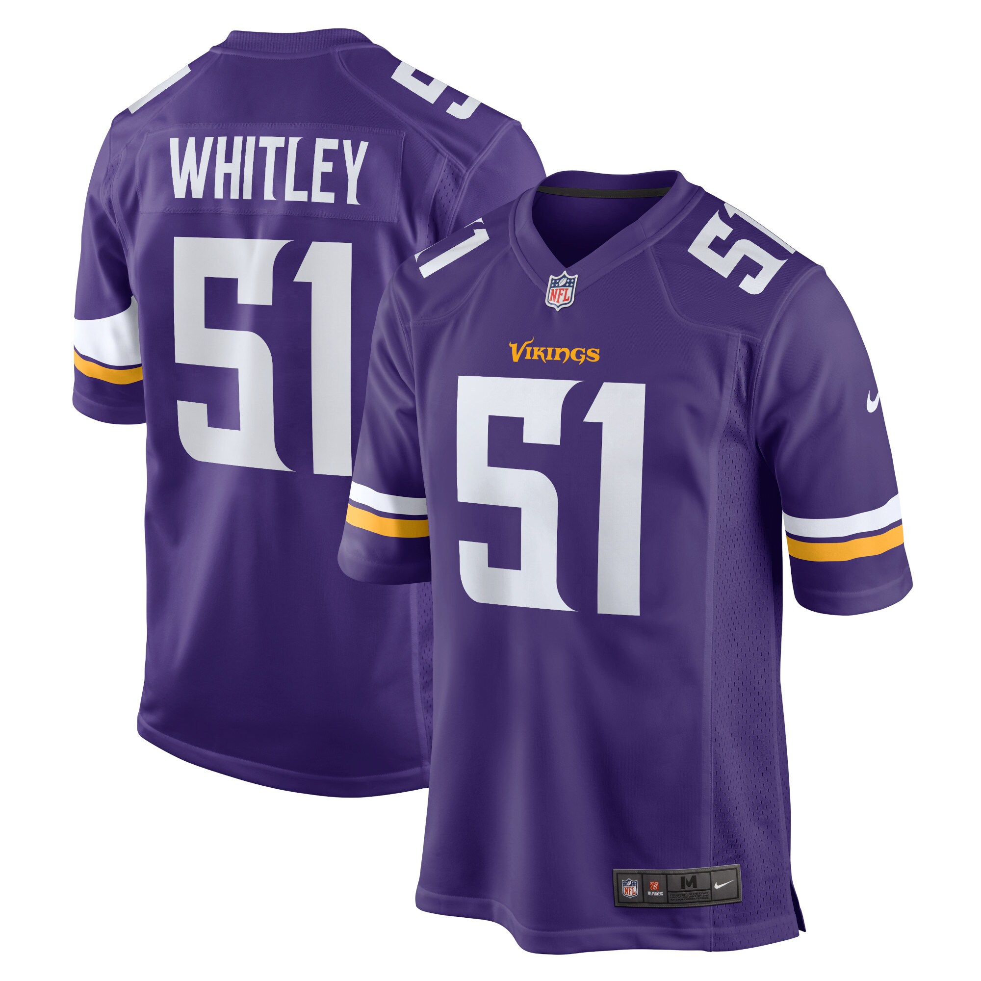 Men's Minnesota Vikings Benton Whitley Purple Home Game Player Jersey Js6374