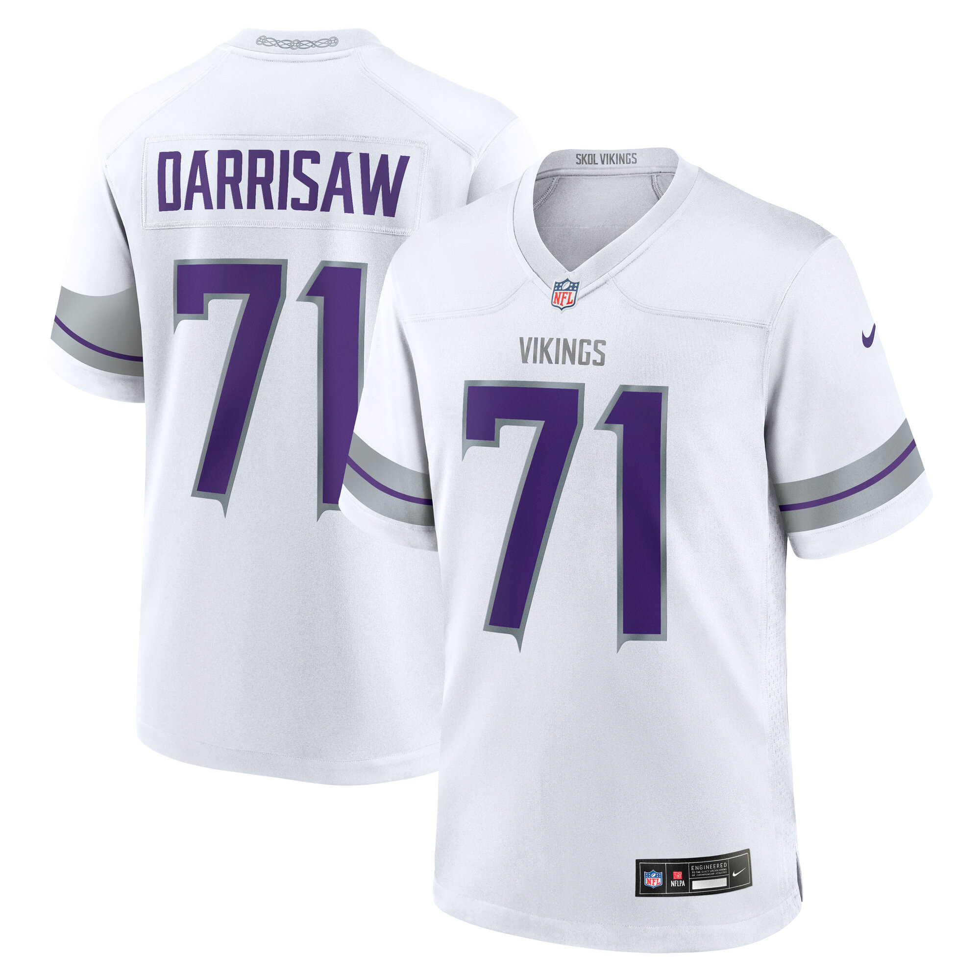 Men's Minnesota Vikings Christian Darrisaw White Alternate Game Jersey Js5452