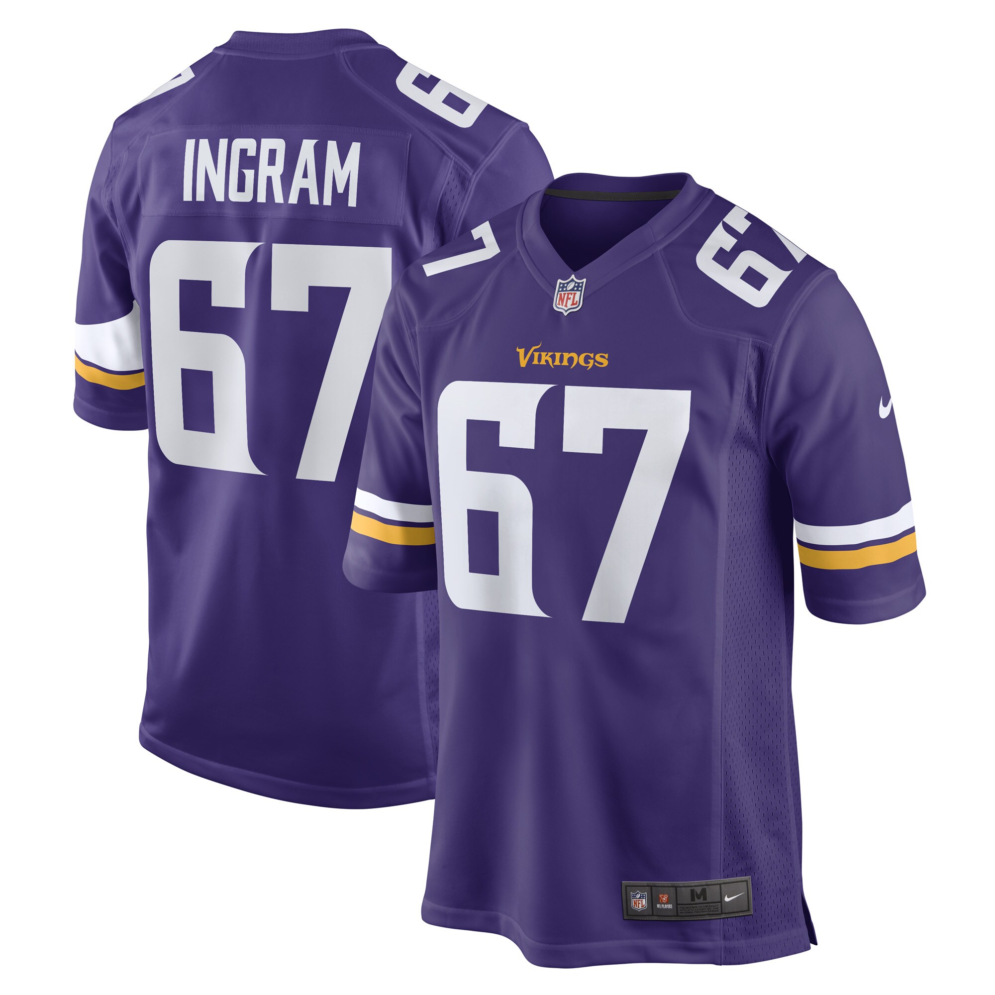 Men's Minnesota Vikings Ed Ingram Purple Game Player Jersey Js3089