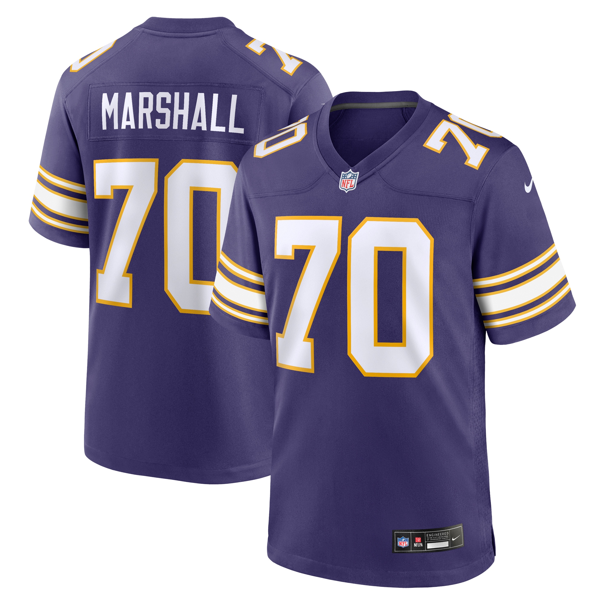 Men's Minnesota Vikings Jim Marshall Purple Classic Retired Player Jersey Js9591