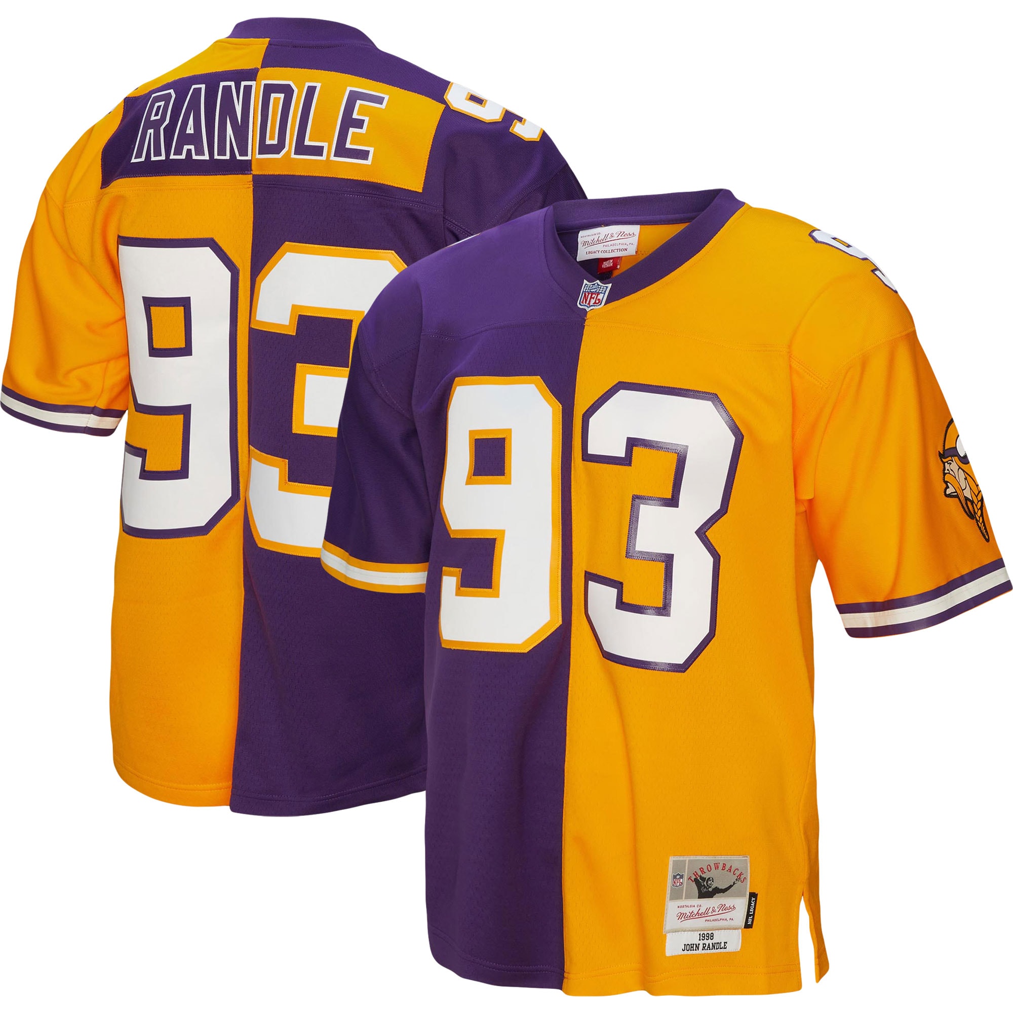 Men's Minnesota Vikings John Randle Mitchell & Ness Purple/gold 1998 Split Legacy Jersey Js6068