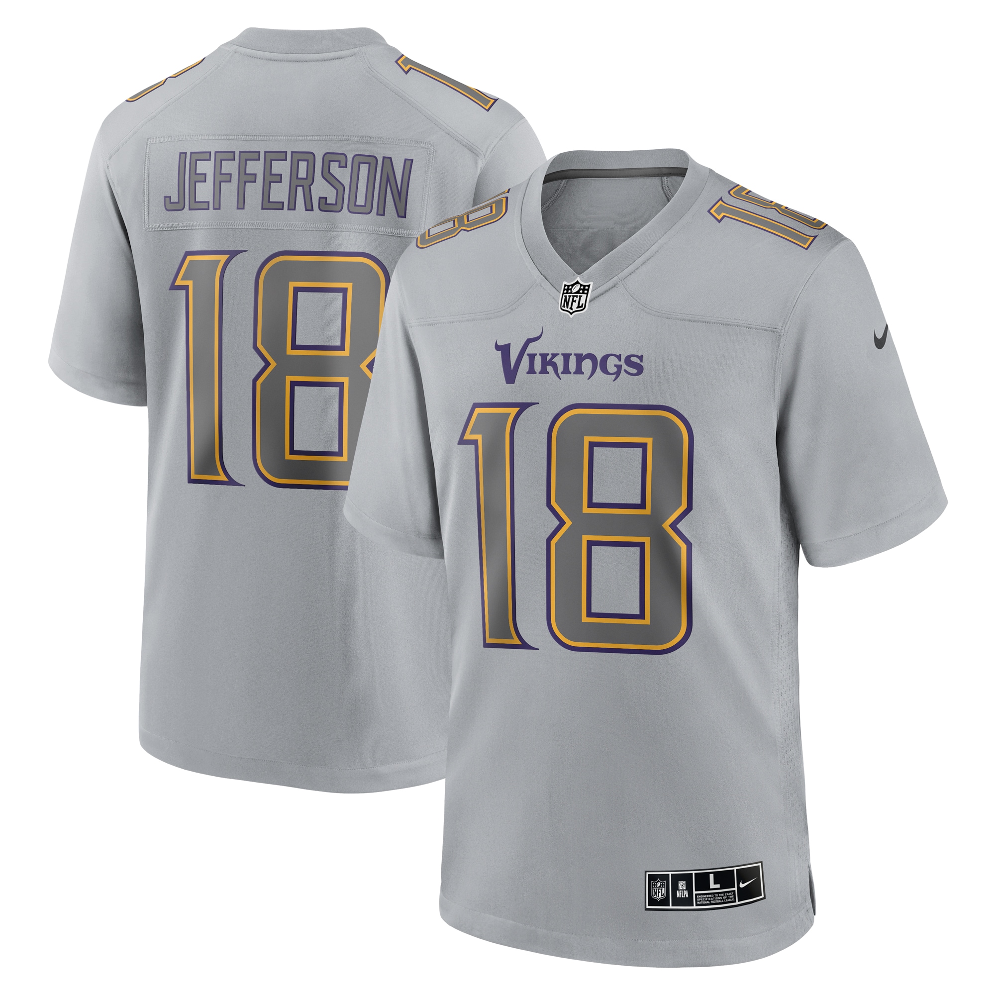 Men's Minnesota Vikings Justin Jefferson Gray Atmosphere Fashion Game Jersey Js4783