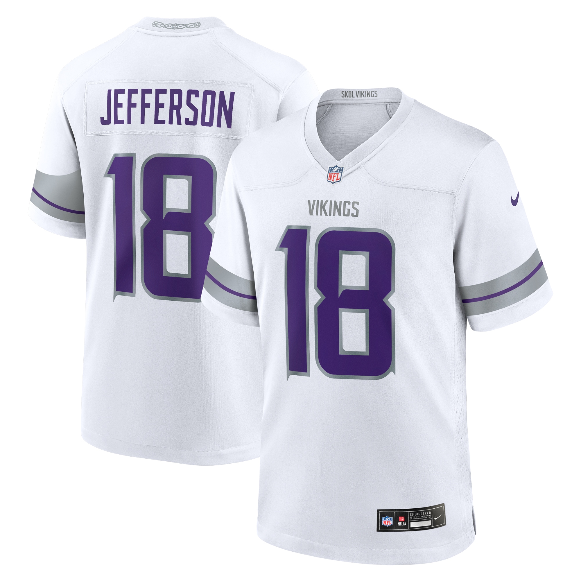Men's Minnesota Vikings Justin Jefferson White Alternate Game Player Jersey Js7470
