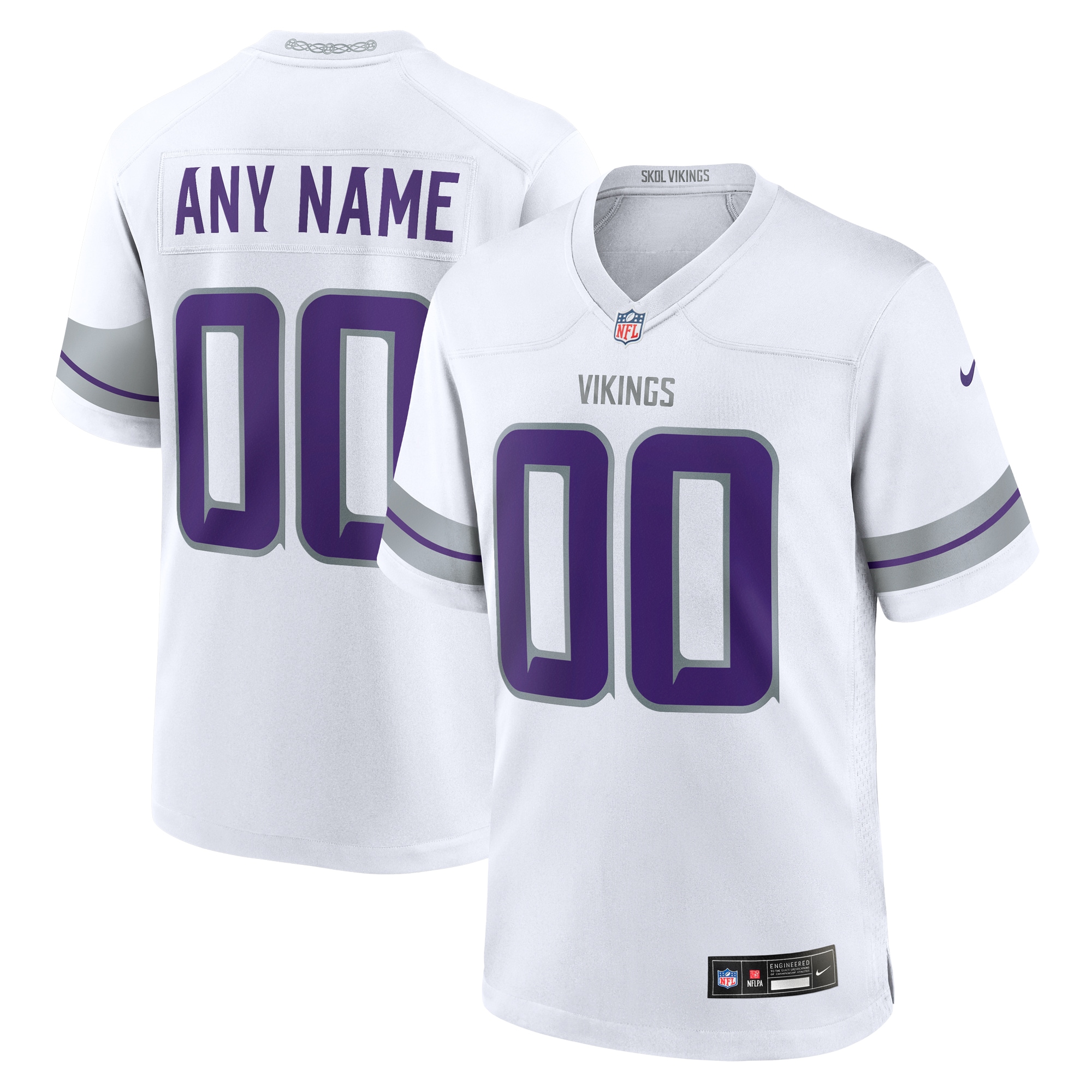 Men's Minnesota Vikings White Alternate Custom Game Jersey Js5930