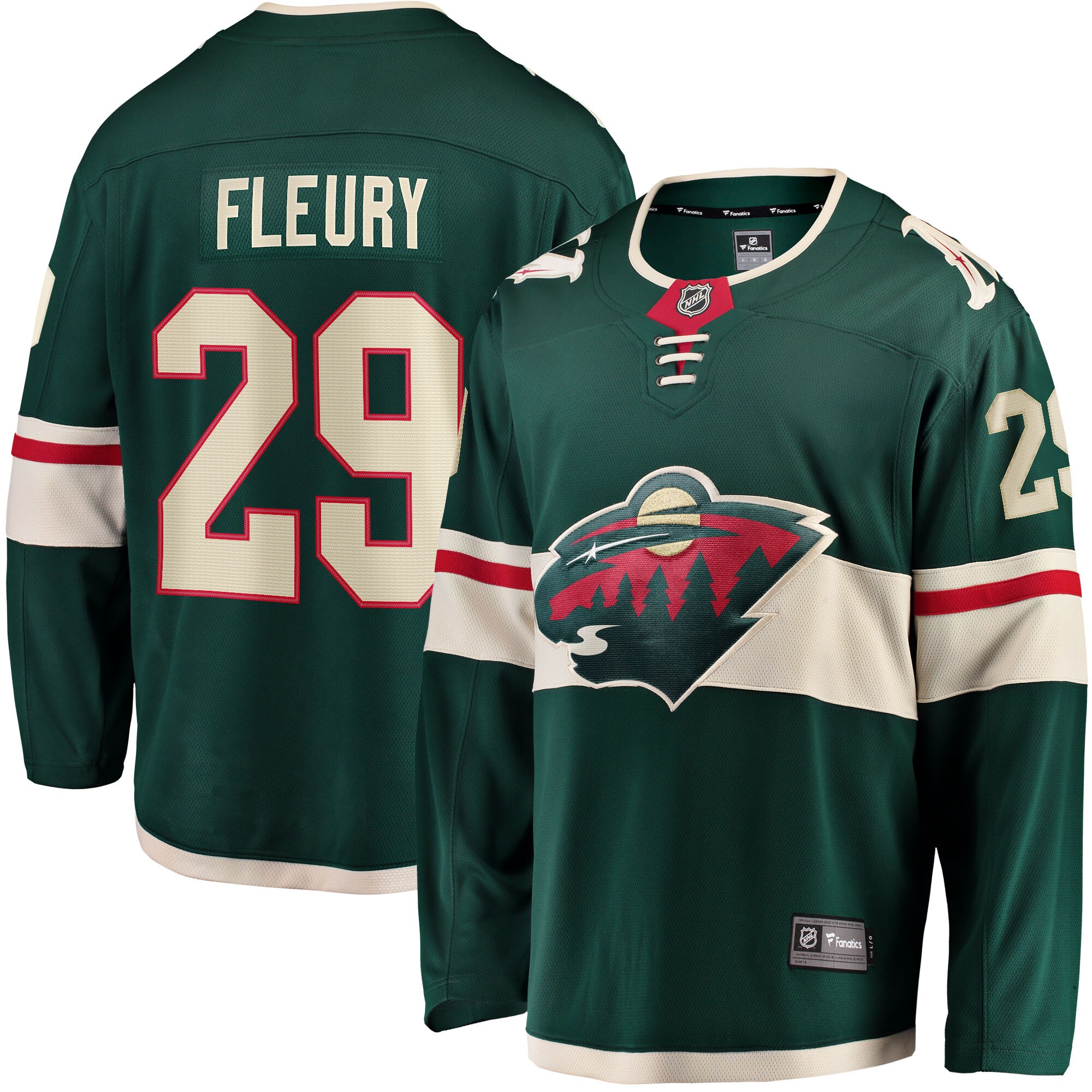 Men's Minnesota Wild Marc-andre Fleury Green Home Breakaway Player Jersey