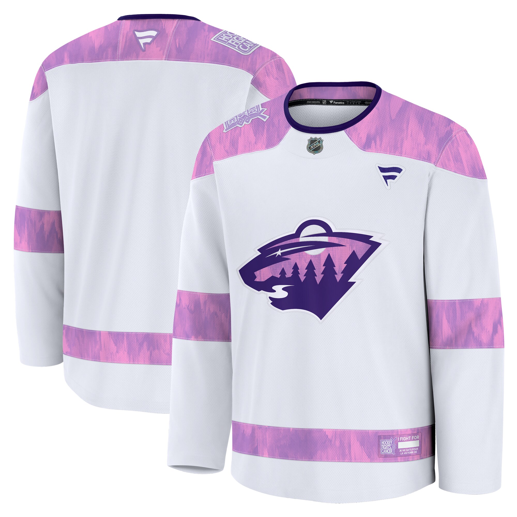 Men's Minnesota Wild White 2024 Hockey Fights Cancer Practice Jersey