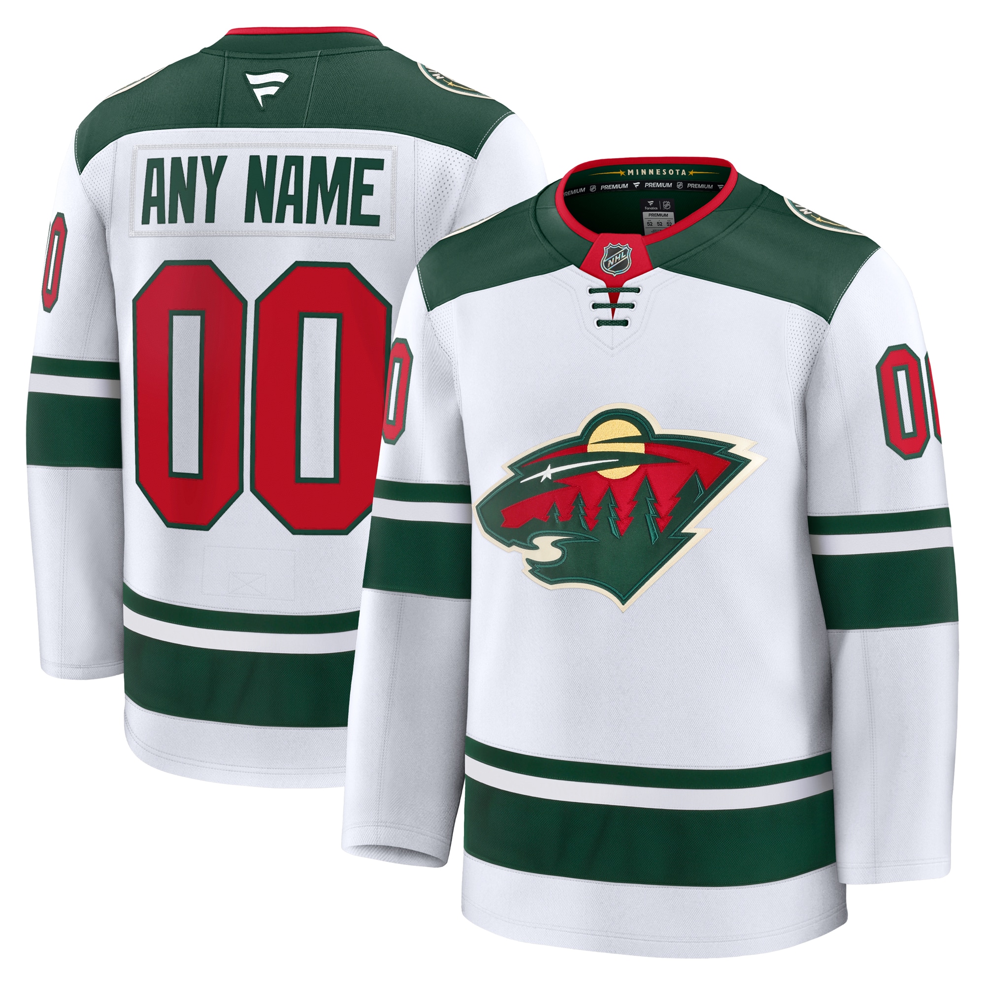 Men's Minnesota Wild White Away Premium Custom Jersey