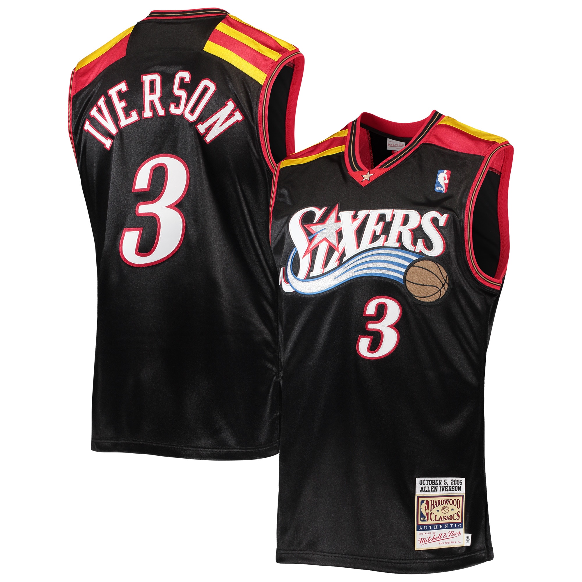 Men's Mitchell & Ness Allen Iverson Black Philadelphia 76ers Hardwood Classics 2006 Jersey