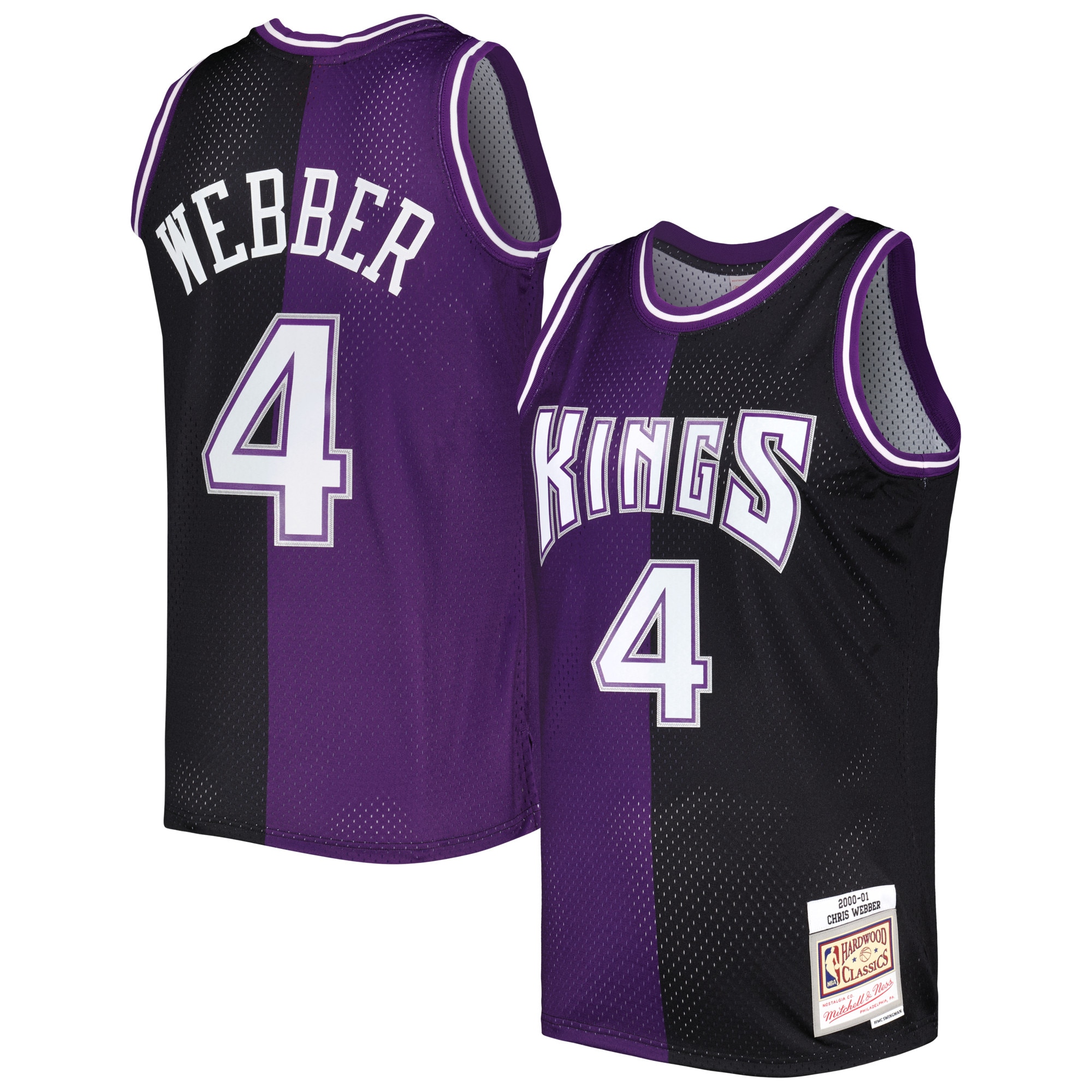 Men's Mitchell & Ness Chris Webber Purple/black Sacramento Kings Hardwood Classics 2000/01 Split Swingman Jersey