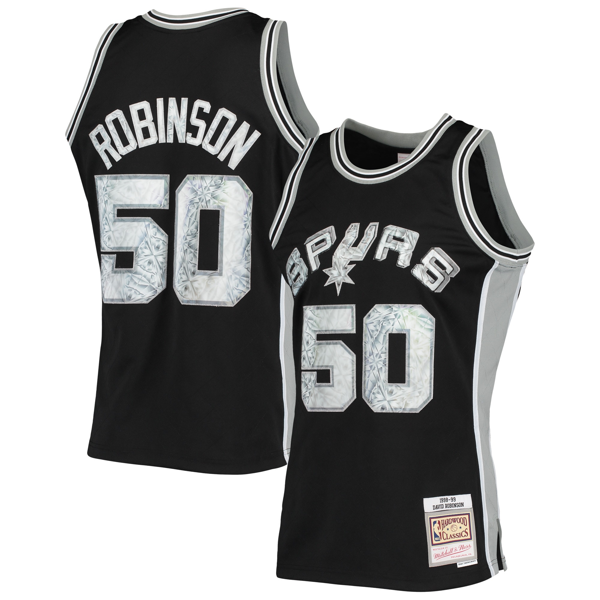 Men's Mitchell & Ness David Robinson Black San Antonio Spurs 1998/99 Hardwood Classics Nba 75th Anniversary Diamond Swingman Jersey