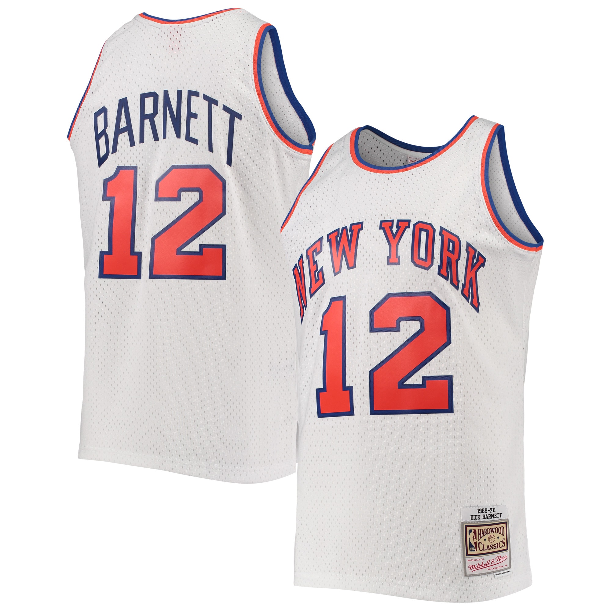 Men's Mitchell & Ness Dick Barnett White New York Knicks Hardwood Classics 1969-70 Swingman Jersey