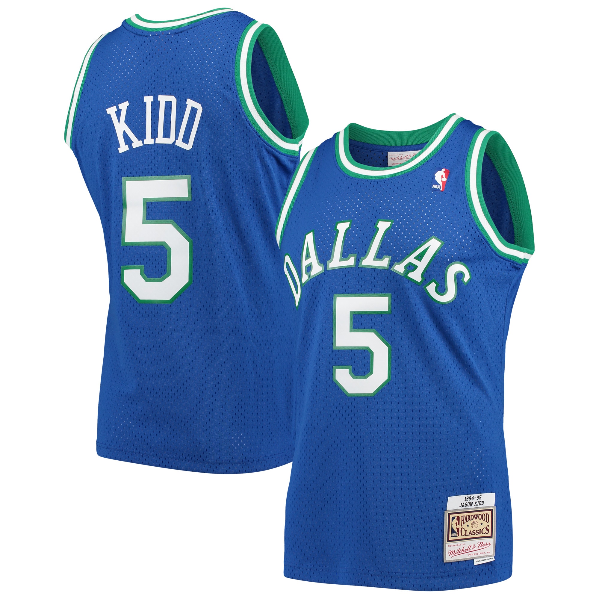 Men's Mitchell & Ness Jason Kidd Blue Dallas Mavericks 1994-95 Hardwood Classics Swingman Player Jersey