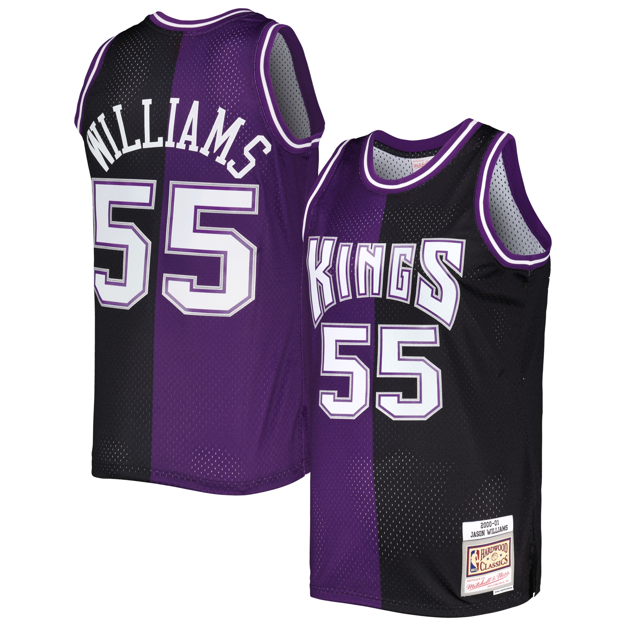 Men's Mitchell & Ness Jason Williams Purple/black Sacramento Kings Hardwood Classics 2000/01 Split Swingman Jersey