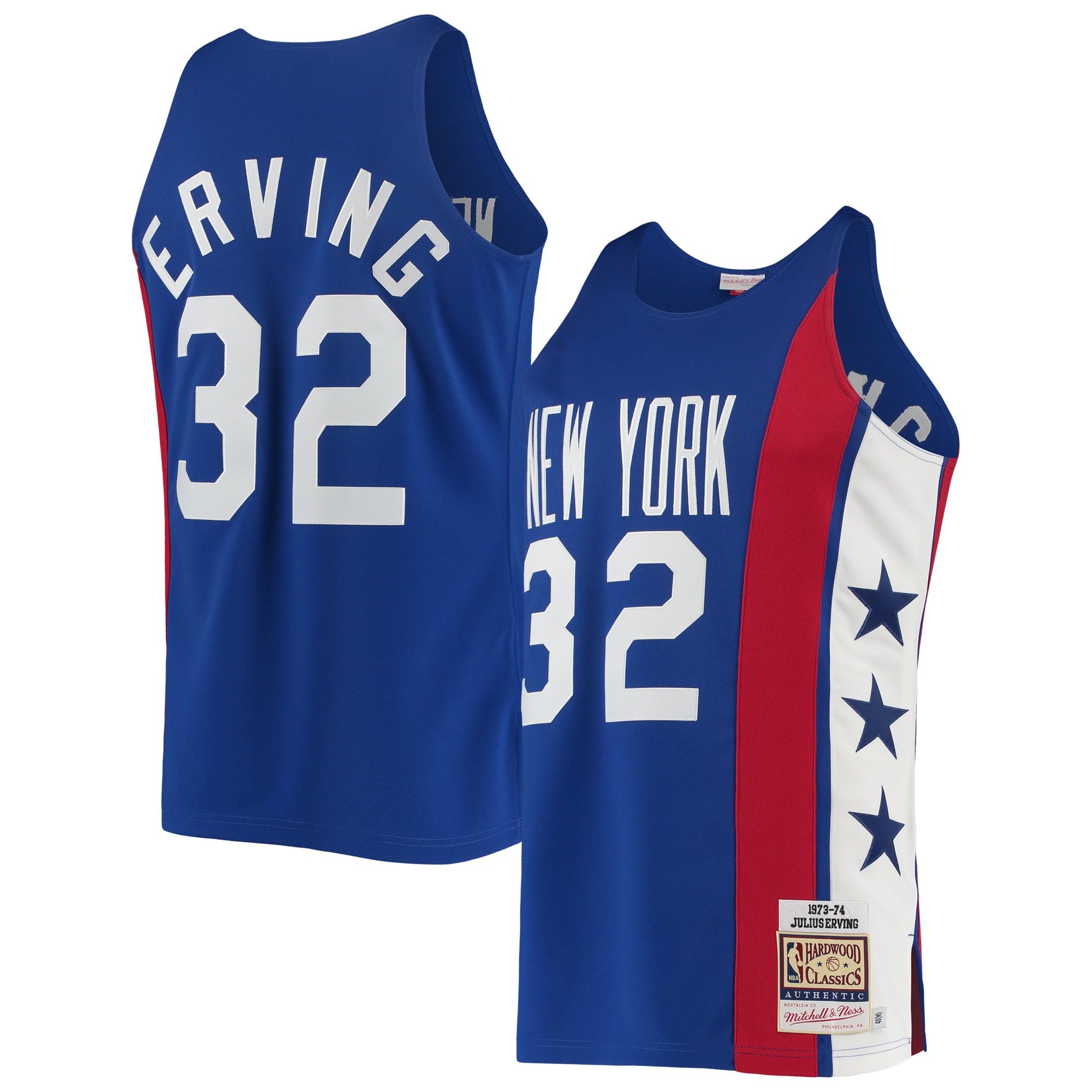 Men's Mitchell & Ness Julius Erving Blue New York Nets Hardwood Classics Jersey