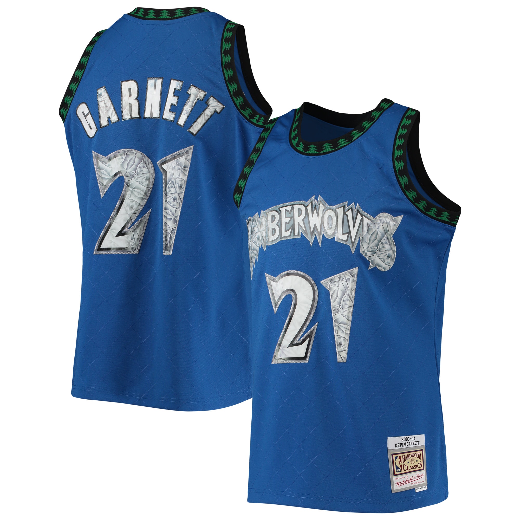Men's Mitchell & Ness Kevin Garnett Blue Minnesota Timberwolves 2003/04 Hardwood Classics Nba 75th Anniversary Diamond Swingman Jersey