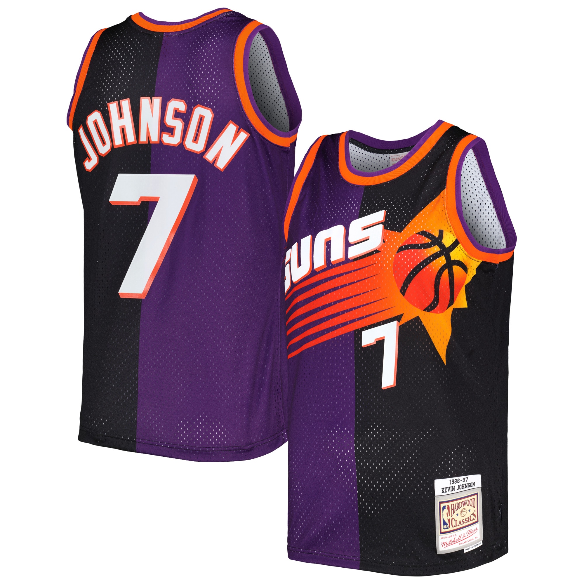 Men's Mitchell & Ness Kevin Johnson Purple/black Phoenix Suns Hardwood Classics 1996/97 Split Swingman Jersey