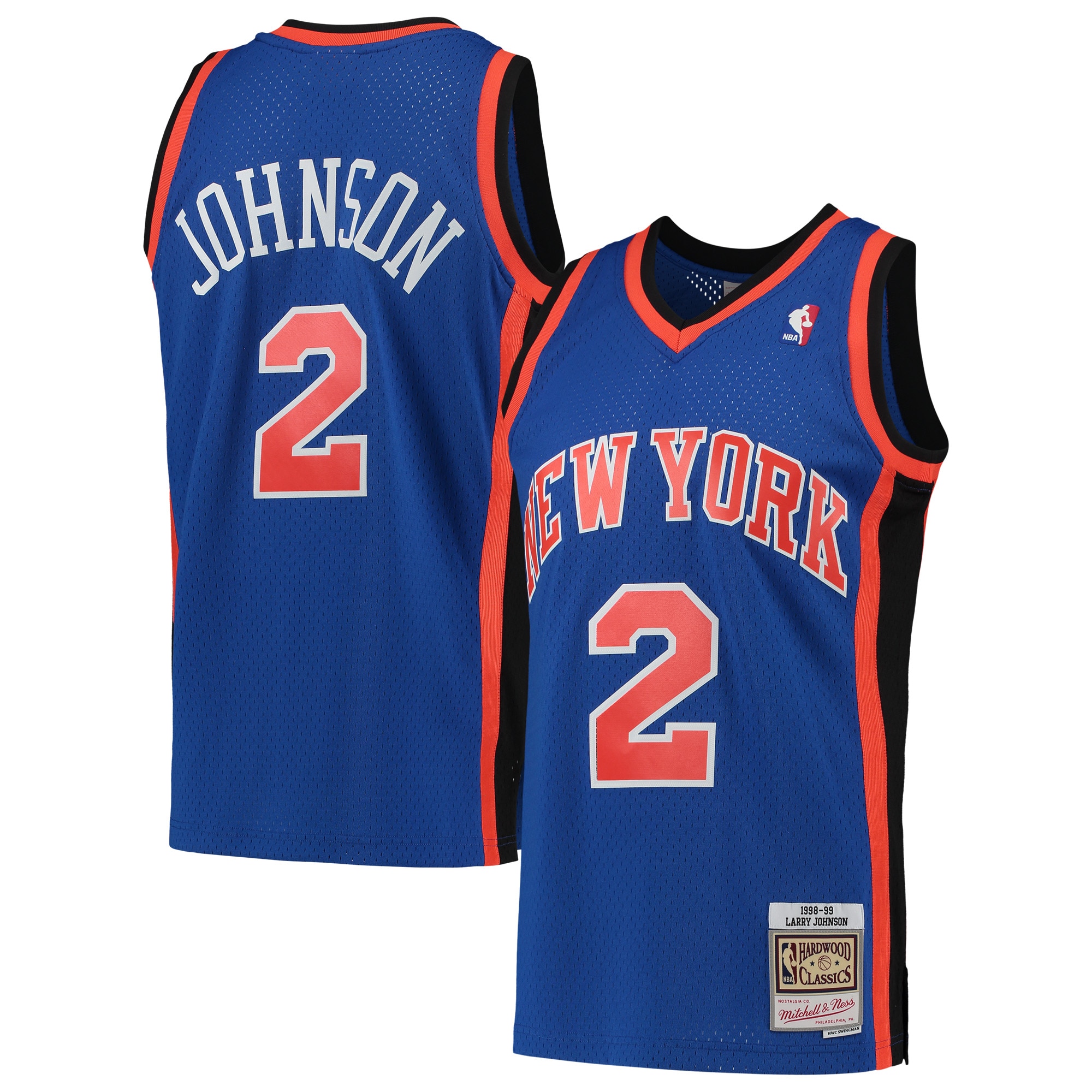 Men's Mitchell & Ness Larry Johnson Blue New York Knicks Hardwood Classics 1998-99 Swingman Jersey