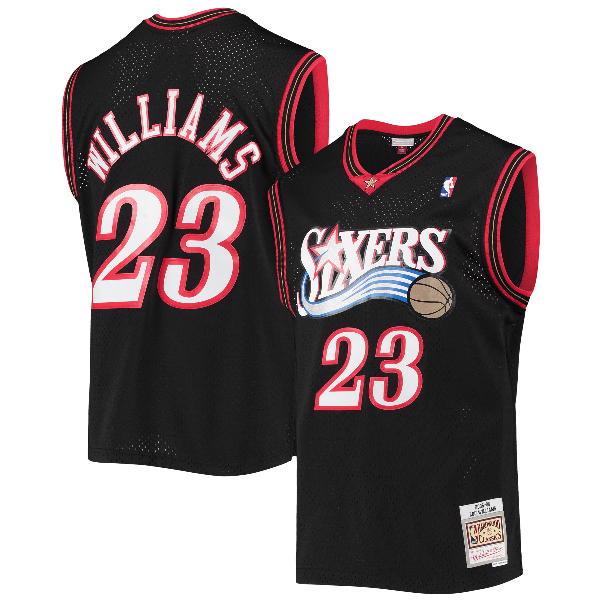 Men's Mitchell & Ness Lou Williams Black Philadelphia 76ers 2005-06 Hardwood Classics Swingman Jersey