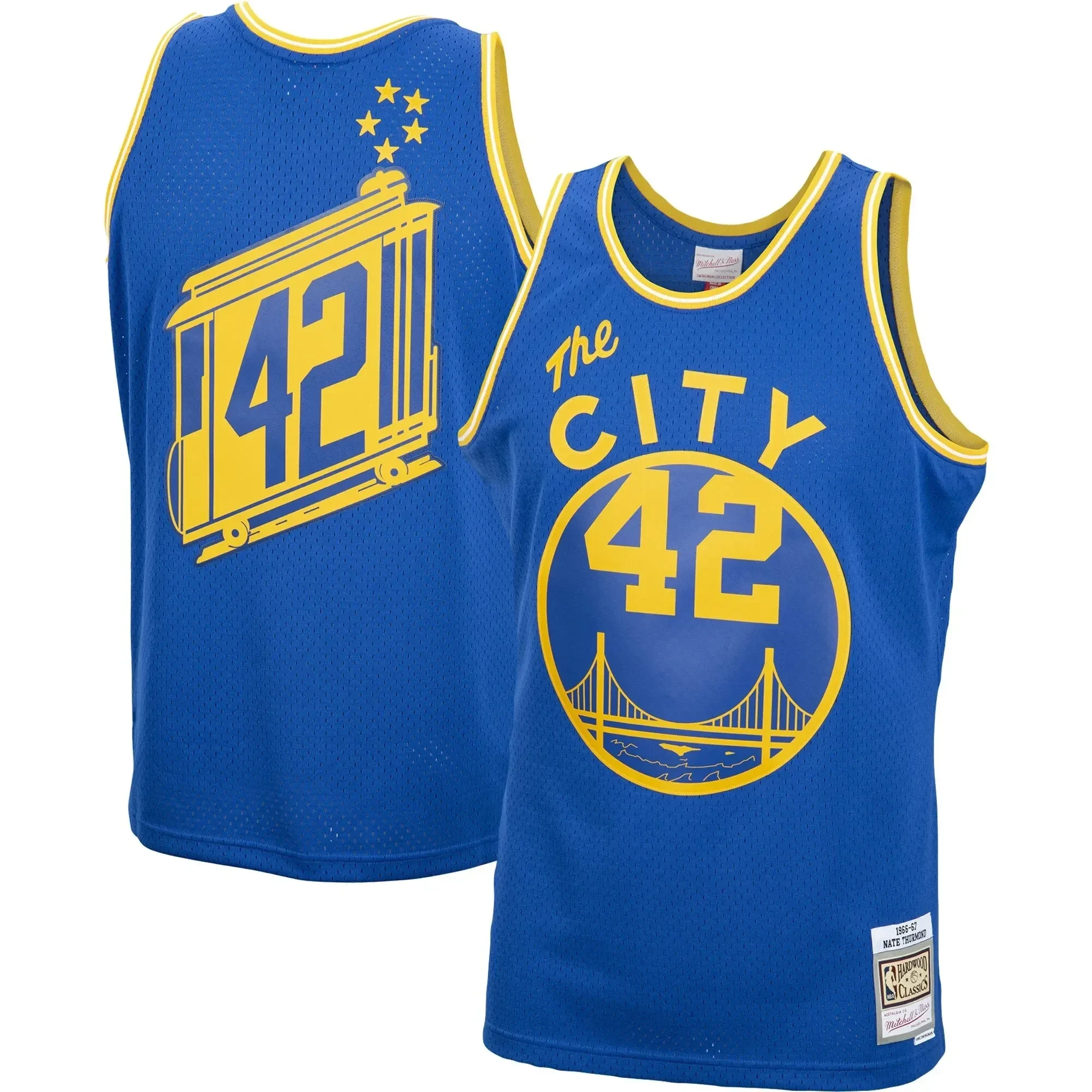 Men's Mitchell & Ness Nate Thurmond Royal Golden State Warriors 1966-67 Hardwood Classics Swingman Jersey
