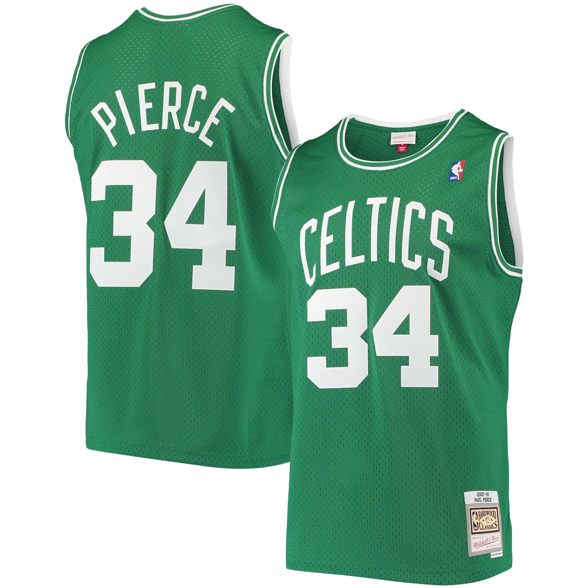 Men's Mitchell & Ness Paul Pierce Kelly Green Boston Celtics 2007-08 Hardwood Classics Swingman Jersey