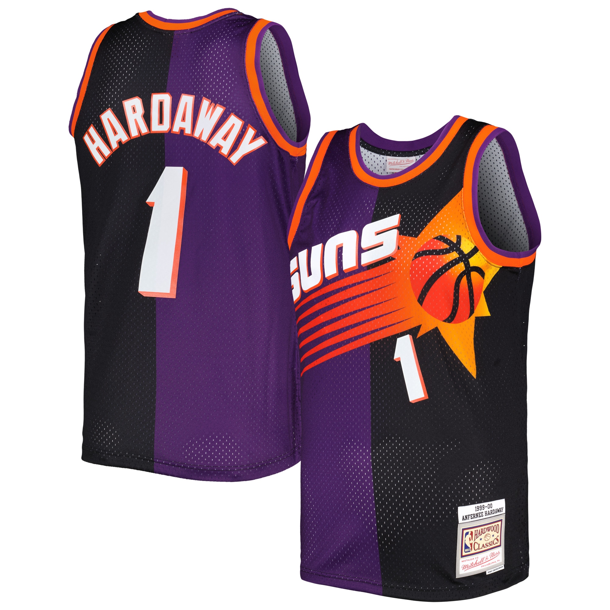 Men's Mitchell & Ness Penny Hardaway Purple/black Phoenix Suns Hardwood Classics 1999/00 Split Swingman Jersey