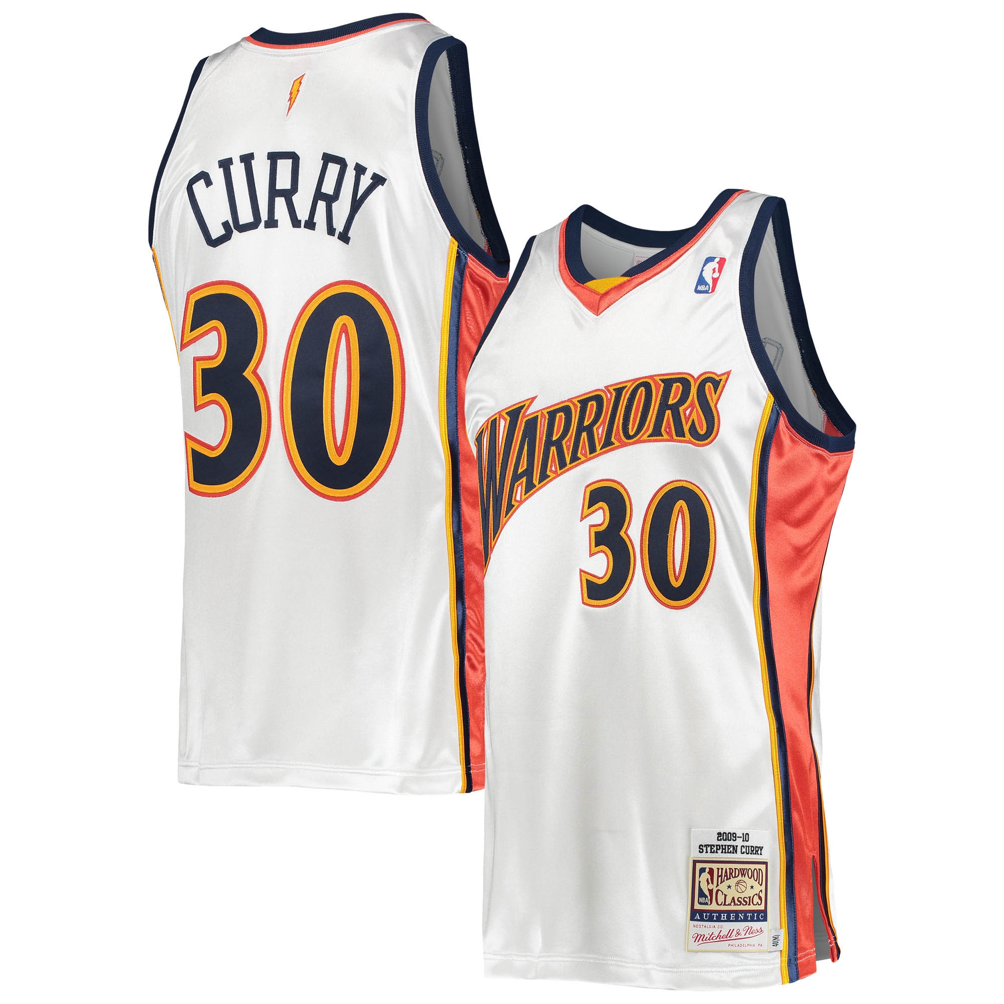 Men's Mitchell & Ness Stephen Curry White Golden State Warriors 2009/10 Hardwood Classics Jersey