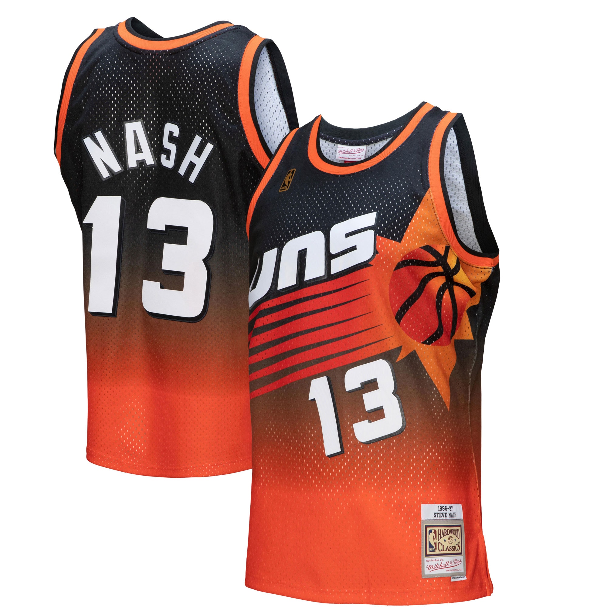 Men's Mitchell & Ness Steve Nash Orange/black Phoenix Suns 1996/97 Hardwood Classics Fadeaway Swingman Player Jersey