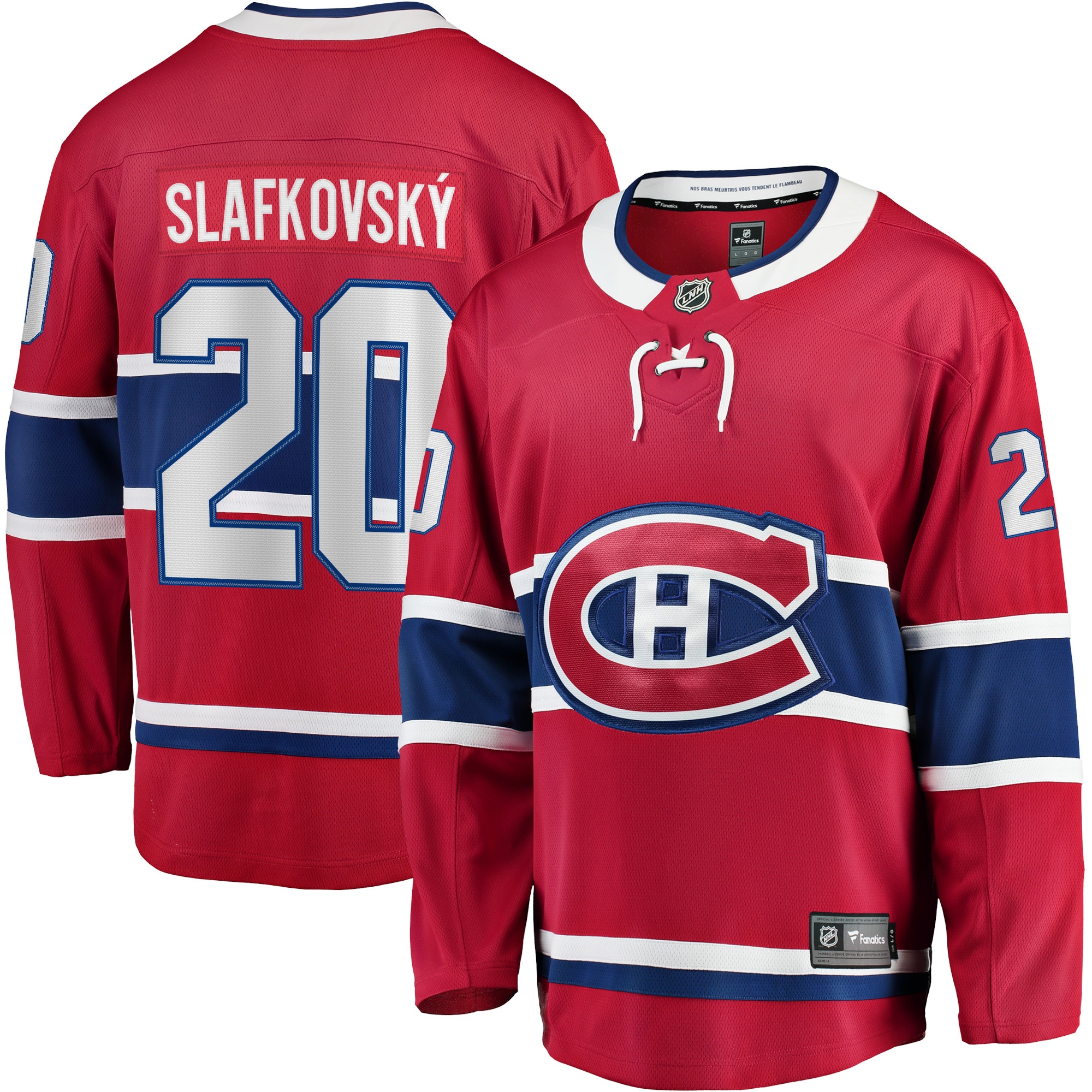 Men's Montreal Canadiens Juraj Slafkovsky Red Home Premier Breakaway Player Jersey