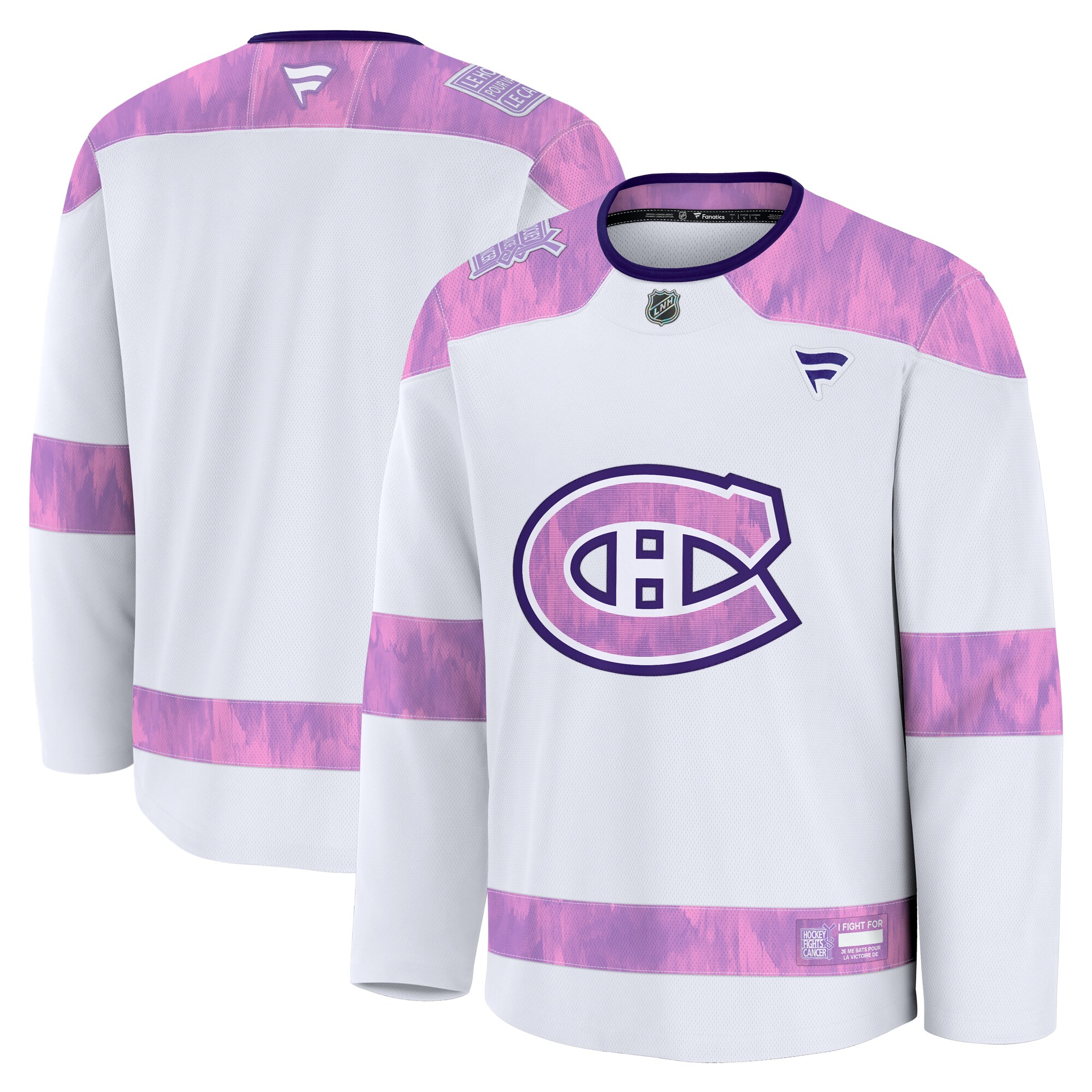 Men's Montreal Canadiens White 2024 Hockey Fights Cancer Practice Jersey
