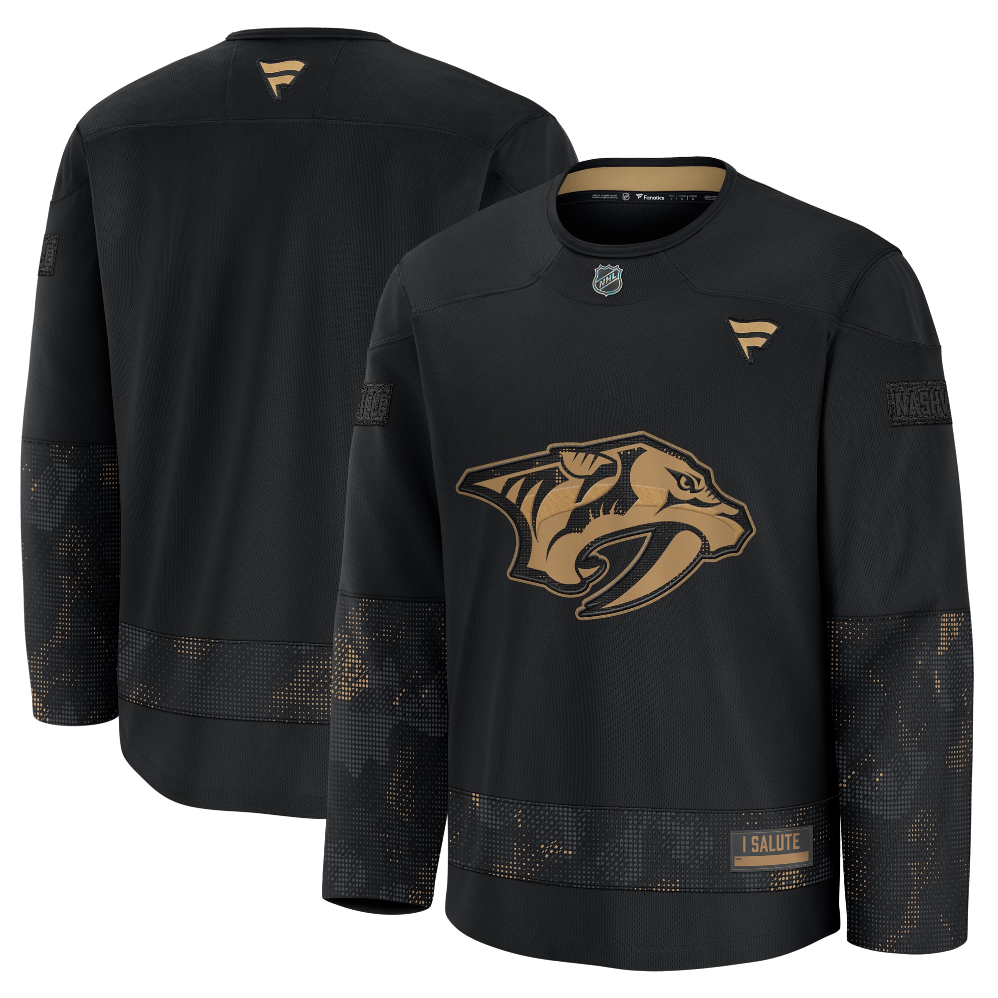 Men's Nashville Predators Black 2024 Military Appreciation Practice Jersey